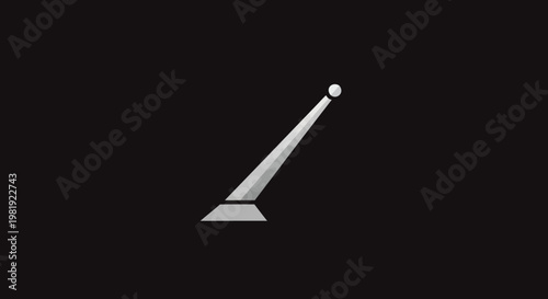 Silhouetted white pointer, angled upwards, small sphere on point, dark background