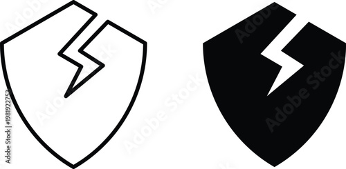Free Download Broken shield icon vector logo. icons in solid, editable strokes. - GFXLoad