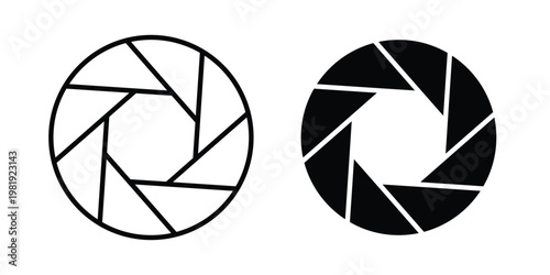 Camera shutter icon vector logo. icons in solid, editable strokes.