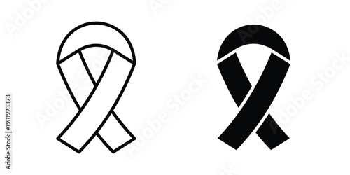 Cancer ribbon icon vector logo. icons in solid, editable strokes.