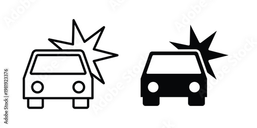 Car accident icon vector logo. icons in solid, editable strokes.