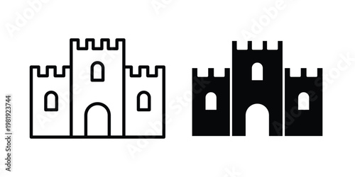 Castle icon vector logo. icons in solid, editable strokes.