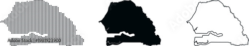 Senegal Map Dotted Silhouette Outline Vector Graphics africa country