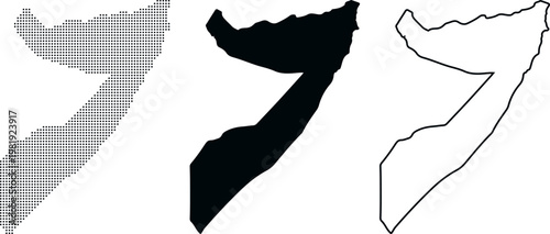 Somalia map outlines and dotted representation on white background silhouette