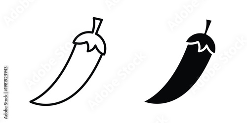 Chili icon vector logo. icons in solid, editable strokes.