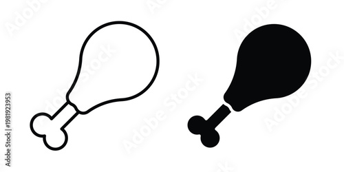 Chicken leg icon vector logo. icons in solid, editable strokes.