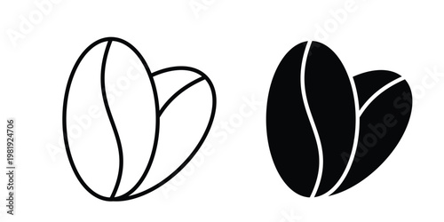 Coffee beans icon vector logo. icons in solid, editable strokes.