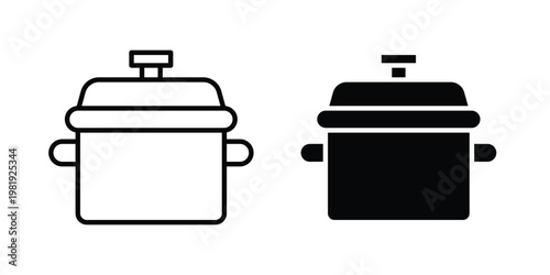Cooking pot icon vector logo. icons in solid, editable strokes.
