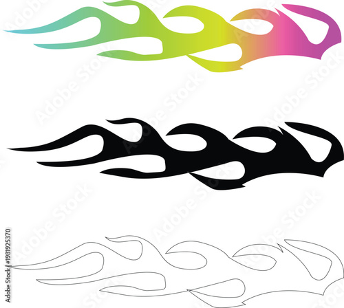 Hot flame car vinyl sticker vector illustration.