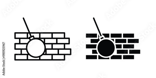 Demolition icon vector logo. icons in solid, editable strokes.