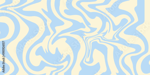 Abstract horizontal background with colorful waves. Trendy vector illustration in style retro 60s, 70s. Pastel colors