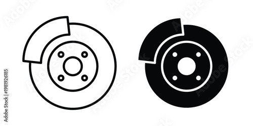 Disk brake icon vector logo. icons in solid, editable strokes.
