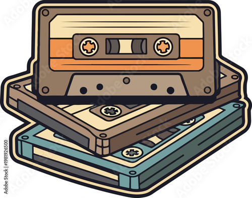 Retro cassette tapes illustration