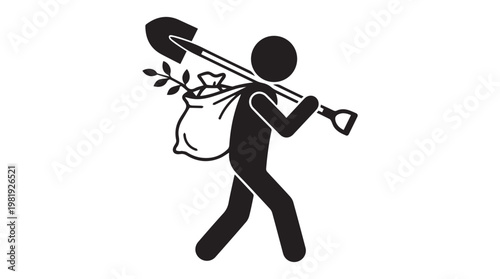 Black silhouette businessman carrying heavy work burden with overloaded briefcase and tools