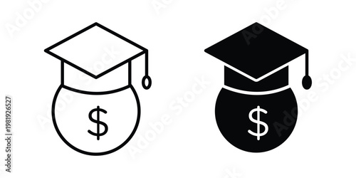Education cost icon vector logo. icons in solid, editable strokes.