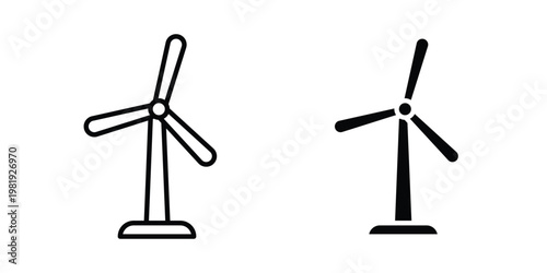 Eolic energy icon vector logo. icons in solid, editable strokes.
