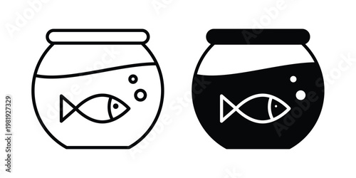 Fish bowl icon vector logo. icons in solid, editable strokes.