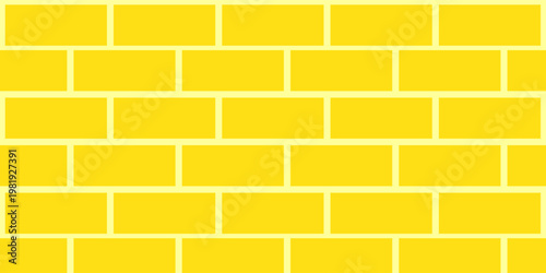 yellow brick wall texture, seamless cladding pattern for interior decoration, kitchen backsplash, plastic panel, building outdoor design. Abstract minimal background, vector flat illustration