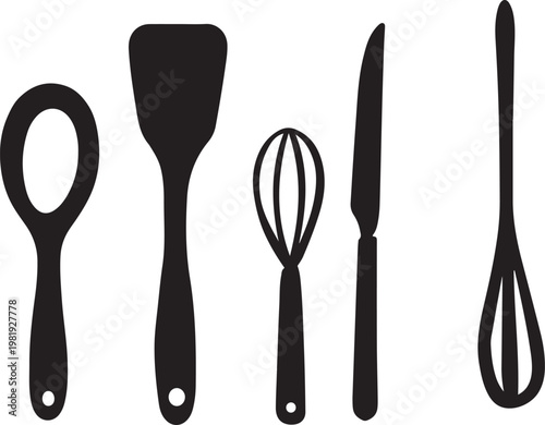Kitchen utensils silhouette vector illustration 
 for cooking
