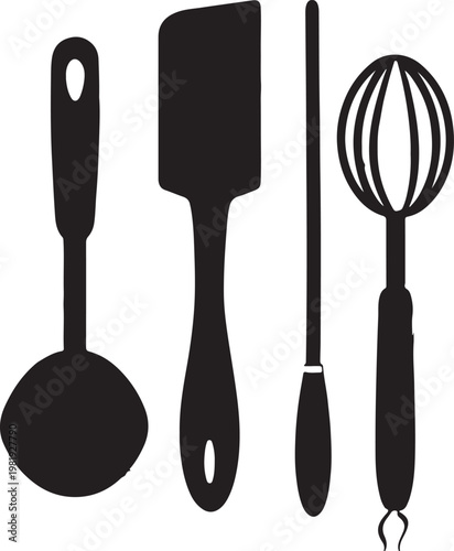Kitchen utensils silhouette vector illustration 
 for cooking

