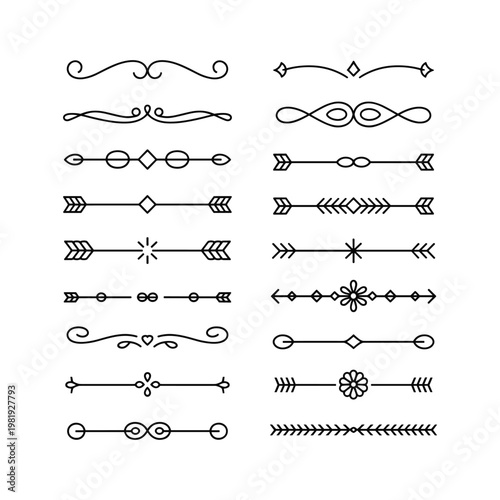 Decorative Vector Dividers and Text Separators Line Art Set