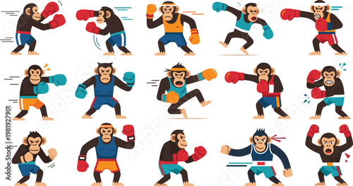 Orangutan Cartoon Face Set with Different Emotional Expressions, Sad and Crying Primate Characters Collection, Cute Animal Emoji Style Vector Illustration Design.