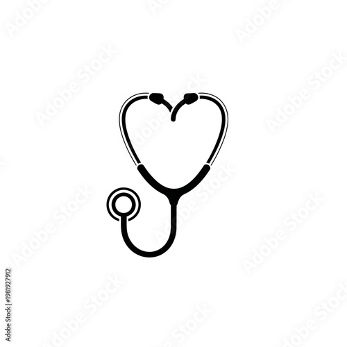 Heart Shaped Stethoscope Icon, Medical Symbol, Cardiology, Healthcare, Love for Health