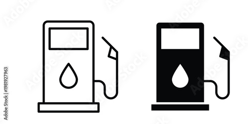 Gas station icon vector logo. icons in solid, editable strokes.