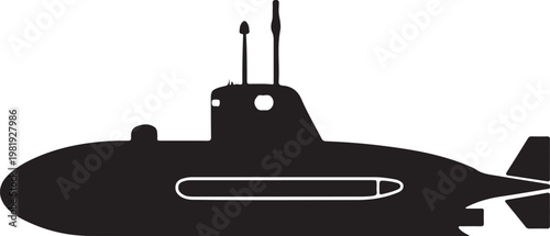 Black submarine icon silhouette vector illustration 
 in simple style design
