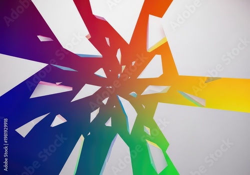 Abstract geometric background featuring fractured pieces of pure white space, symbolizing separation and emptiness across the void, structure, minimalist, mosaic