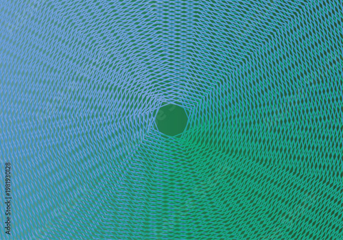 Fondo abstracto con patrón radial de líneas punteadas en degradado azul y verde