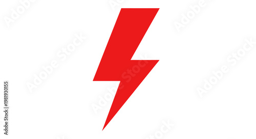 Red Lightning Bolt Icon on White Background