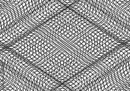 Fondo abstracto de red de líneas onduladas negras entrelazadas