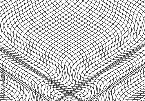 Fondo abstracto de red de líneas onduladas negras entrelazadas