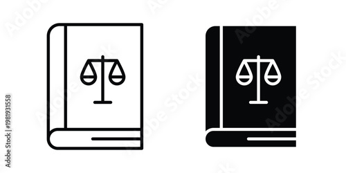 Law book icon vector logo. icons in solid, editable strokes.