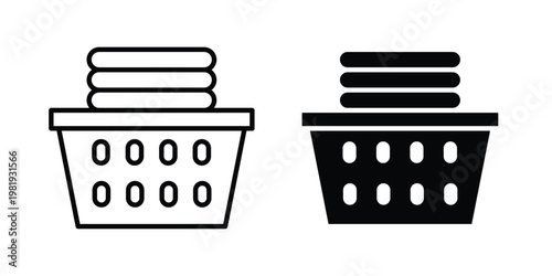 Laundry basket icon vector logo. icons in solid, editable strokes.
