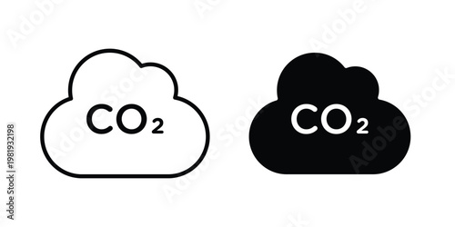 Low carbon dioxide icon vector logo. icons in solid, editable strokes.
