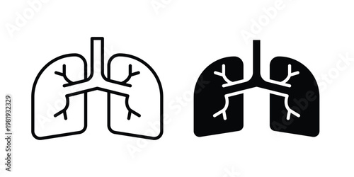 Lung icon vector logo. icons in solid, editable strokes.