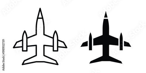 Military aircraft icon vector logo. icons in solid, editable strokes.