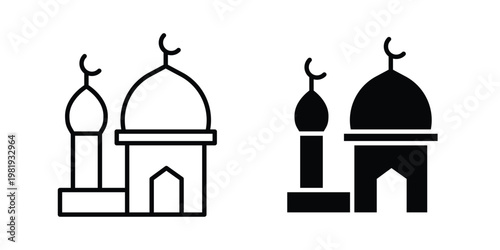 Mosque icon vector logo. icons in solid, editable strokes.