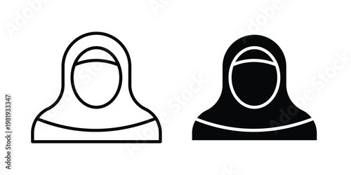 Muslim woman icon vector logo. icons in solid, editable strokes.