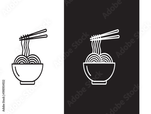 Ramen noodle bowl line art a minimalist illustration for food and asian cuisine designs