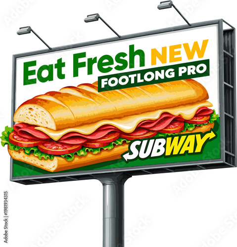 Create a realistic Subway billboard vector art with white background.