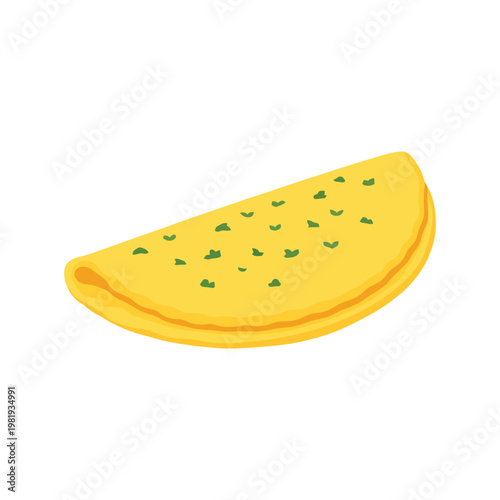 Folded Herb Paratha Vector Illustration, Half Roti Flatbread Design, Minimal South Asian Traditional Food Graphic, Desi Breakfast Folded Bread Icon, Clean Homemade Style