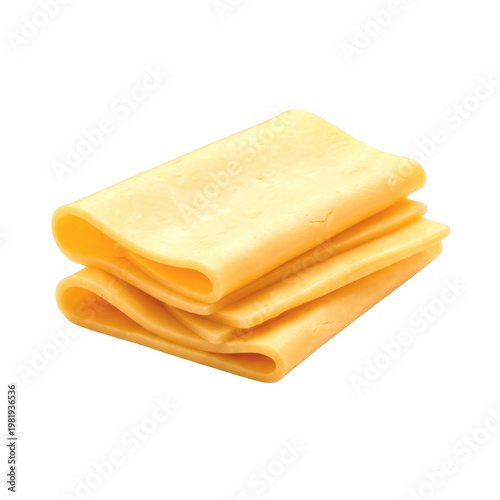 Cheese slices folded stack isolated on transparent background PNG dairy ingredient food closeup