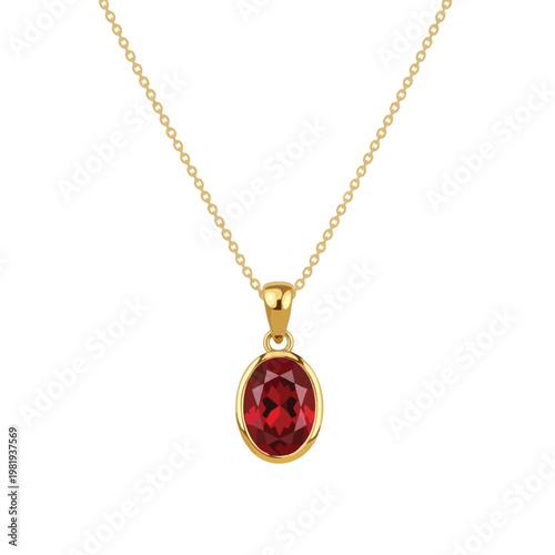 Elegant Gold Necklace with Stunning Red Pendant for Casual and Formal Wear