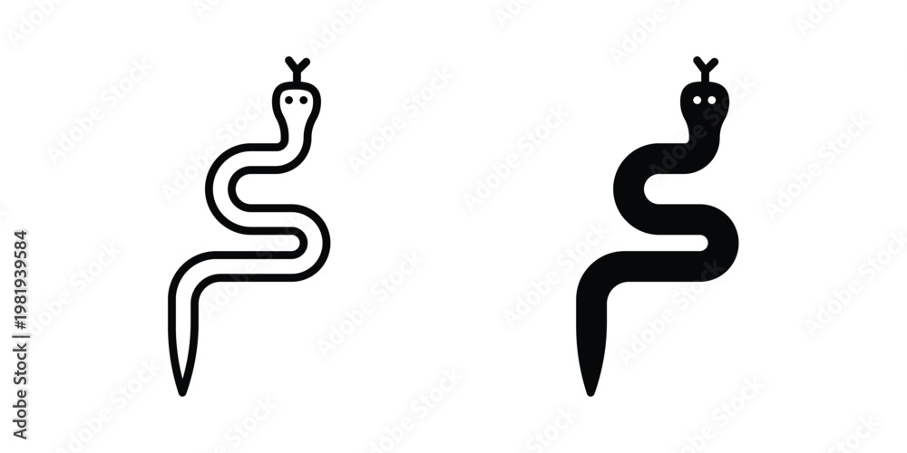 Obraz premium Snake icon vector logo. icons in solid, editable strokes.