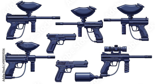 Paintball Guns and Pistols - Pixel Art Collection
