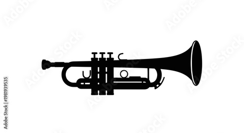 Silhouette of a Trumpet Isolated on White Background