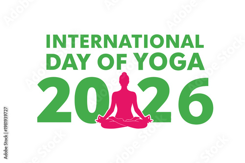 International day of yoga 2026 celebration graphic with silhouette